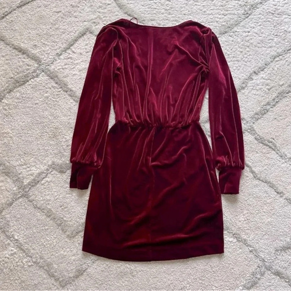 GENTLE FAWN HELEN RED VELVET DRESS mini long sleeve holiday faux wrap small - Picture 2 of 10